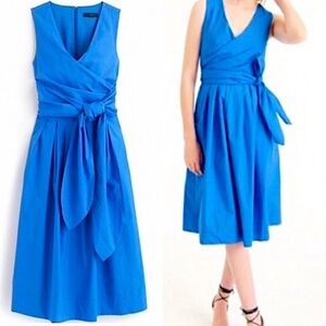 J Crew Blue Poplin Wrap Dress Sz. 0